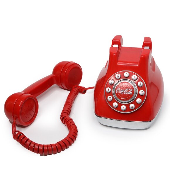 Vintage Coca Cola Snow Dome RED Coke Landline Telephone Push Button 2003 Desktop - Picture 3 of 9